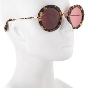 Miu Miu Noir Round Sunglasses with Pink Lenses